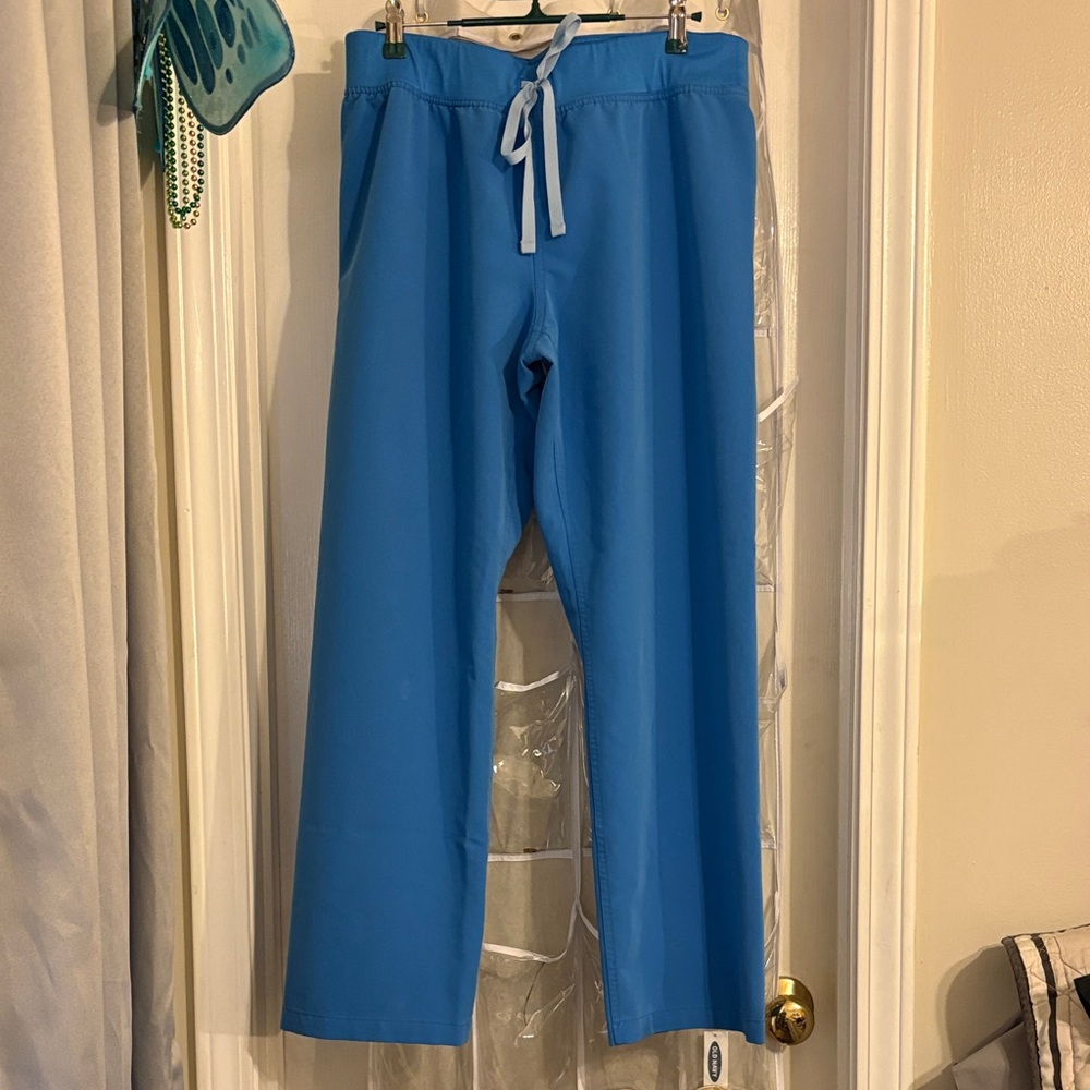 Figs limited edition high waisted Livingston pants medium petite in Capri blue.